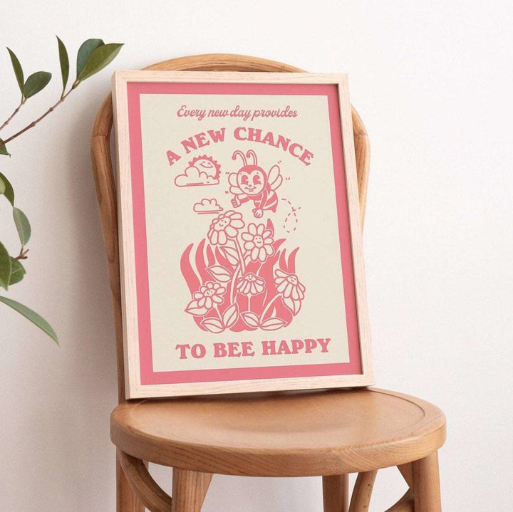 'Chance To Bee Happy' Cute Print - Art Prints - Kinder Planet Company