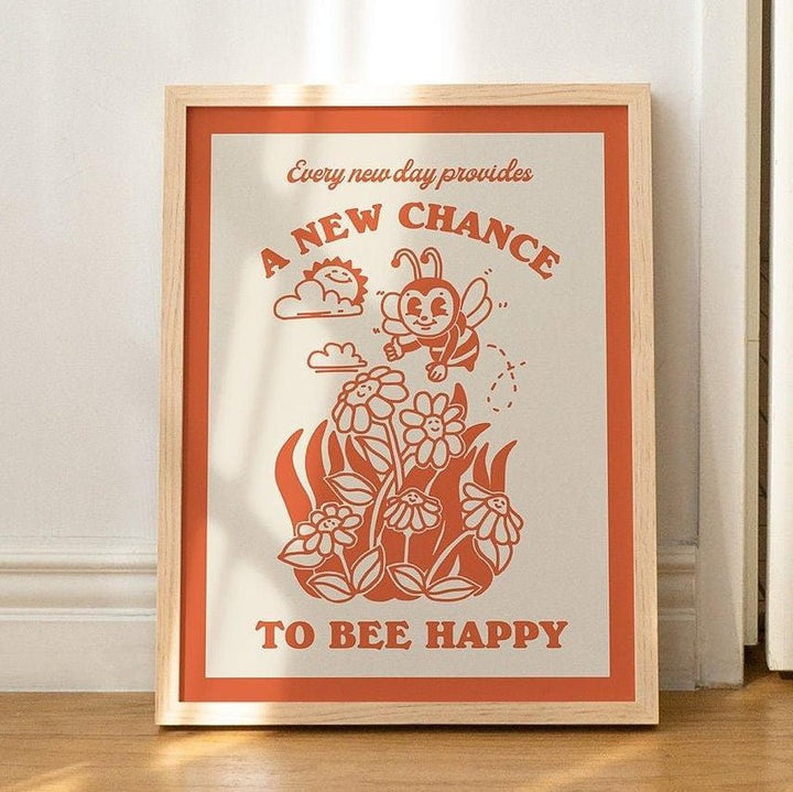 'Chance To Bee Happy' Cute Print - Art Prints - Kinder Planet Company