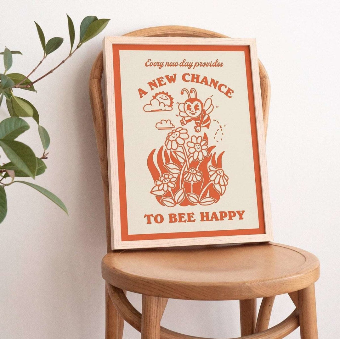 'Chance To Bee Happy' Cute Print - Art Prints - Kinder Planet Company