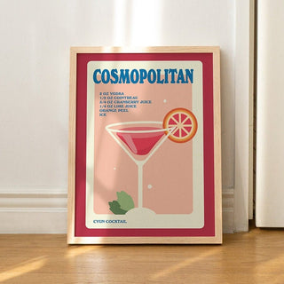 'Cosmopolitan' Cocktail Recipe Print - Art Prints - Kinder Planet Company