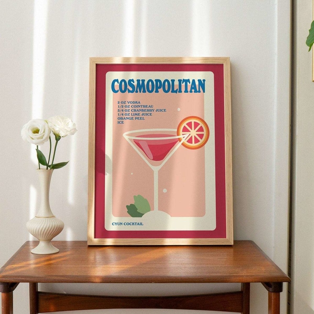 'Cosmopolitan' Cocktail Recipe Print - Art Prints - Kinder Planet Company