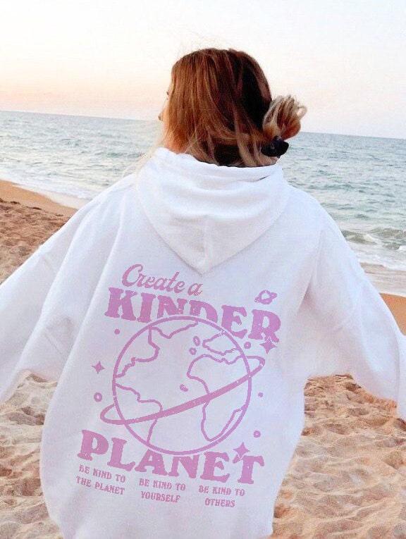 'Create A Kinder Planet' Cute Hoodie - Sweatshirts & Hoodies - Kinder Planet Company