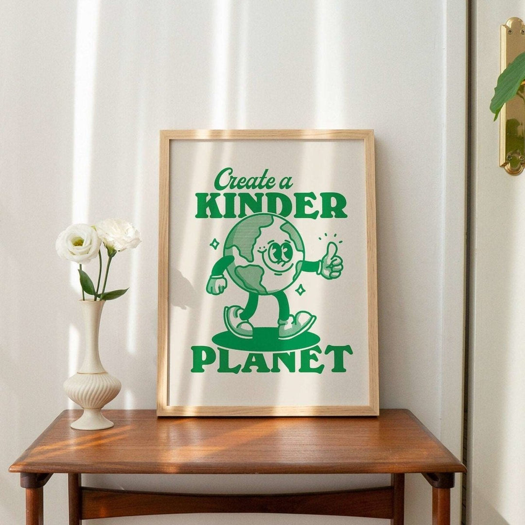 'Create A Kinder Planet' Cute Print - Art Prints - Kinder Planet Company