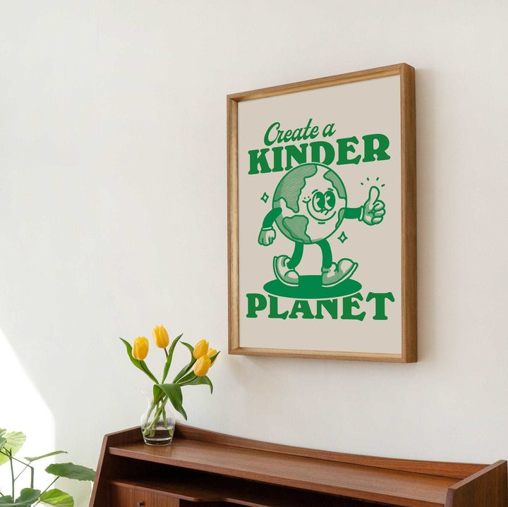 'Create A Kinder Planet' Cute Print - Art Prints - Kinder Planet Company