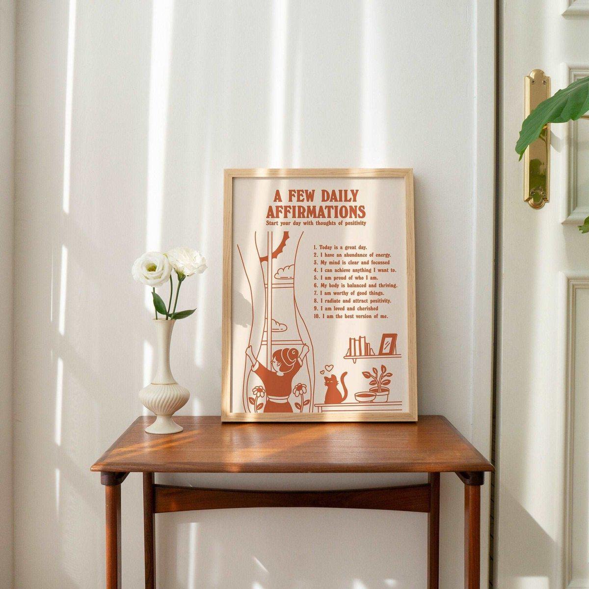 'Daily Affirmations' Positive Reminders Print - Art Prints - Kinder Planet Company
