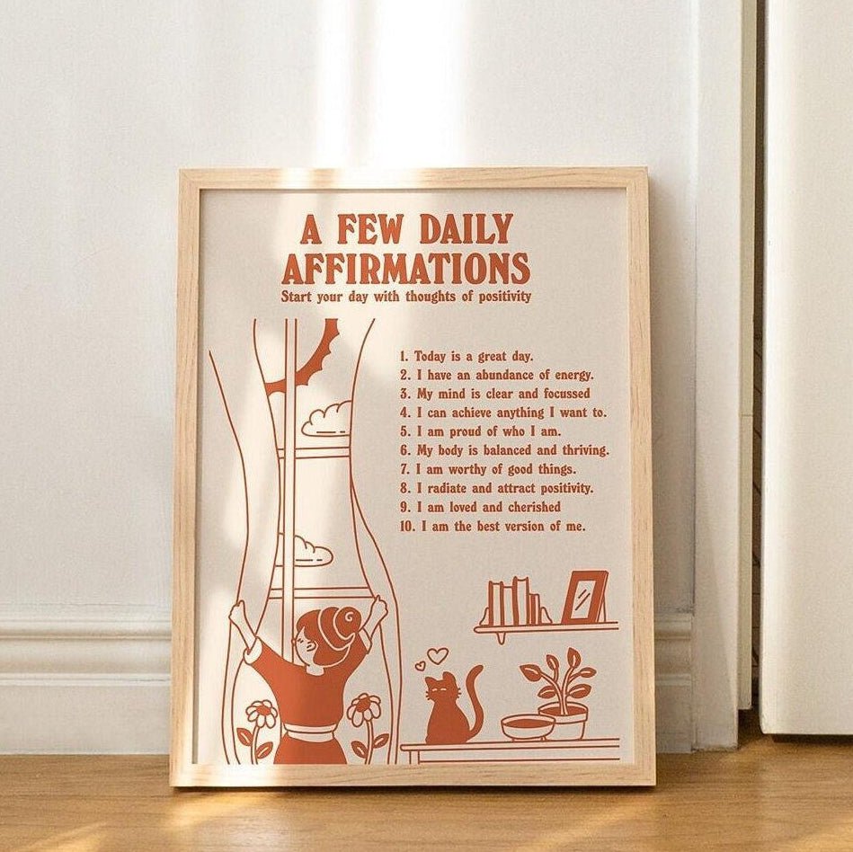 'Daily Affirmations' Positive Reminders Print - Art Prints - Kinder Planet Company