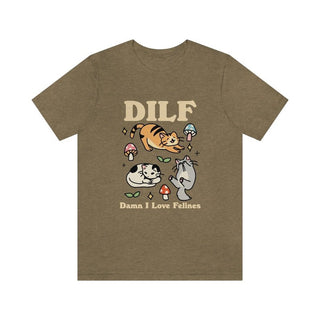 Dark 'DILF Damn I Love Felines' Tshirt - T-shirts - Kinder Planet Company