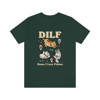 Dark 'DILF Damn I Love Felines' Tshirt - T-shirts - Kinder Planet Company