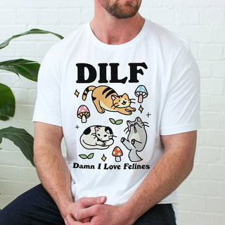 'DILF Damn I Love Felines' Tshirt - T-shirts - Kinder Planet Company