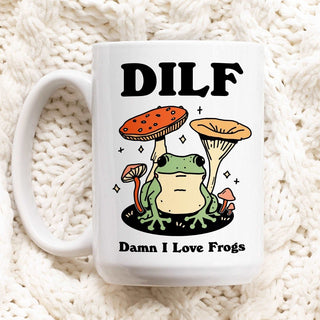 'Dilf Damn I Love Frogs' Frog Mug - Mugs - Kinder Planet Company