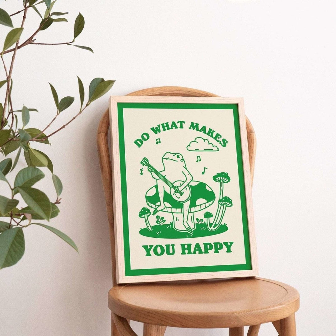 'Do What Makes You Happy' Banjo Frog Print - Art Prints - Kinder Planet Company