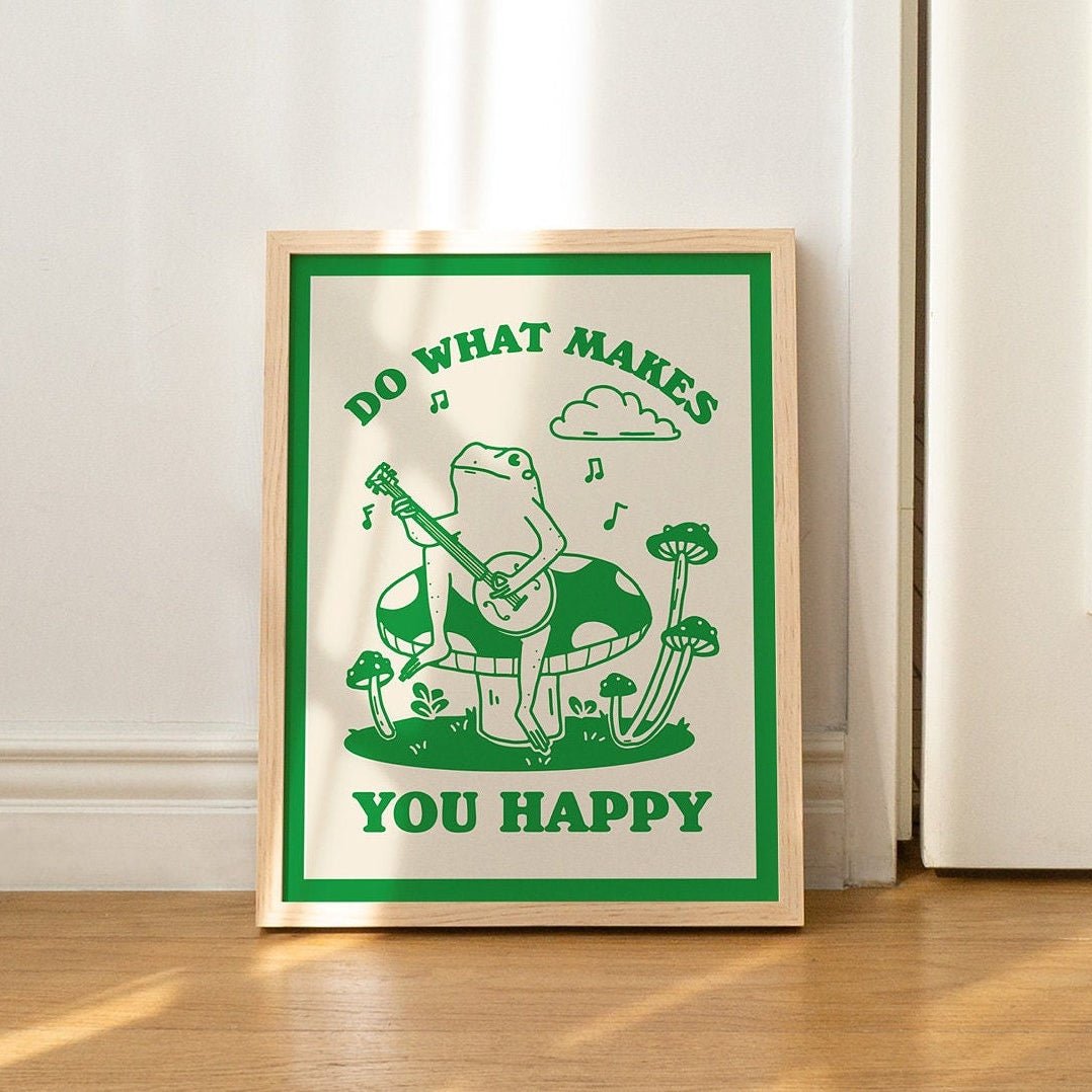 'Do What Makes You Happy' Banjo Frog Print - Art Prints - Kinder Planet Company