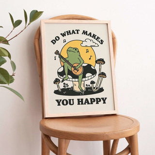 'Do What Makes You Happy' Banjo Frog Print - Art Prints - Kinder Planet Company