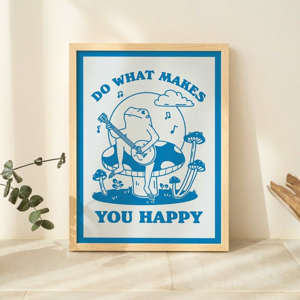 'Do What Makes You Happy' Banjo Frog Print - Art Prints - Kinder Planet Company