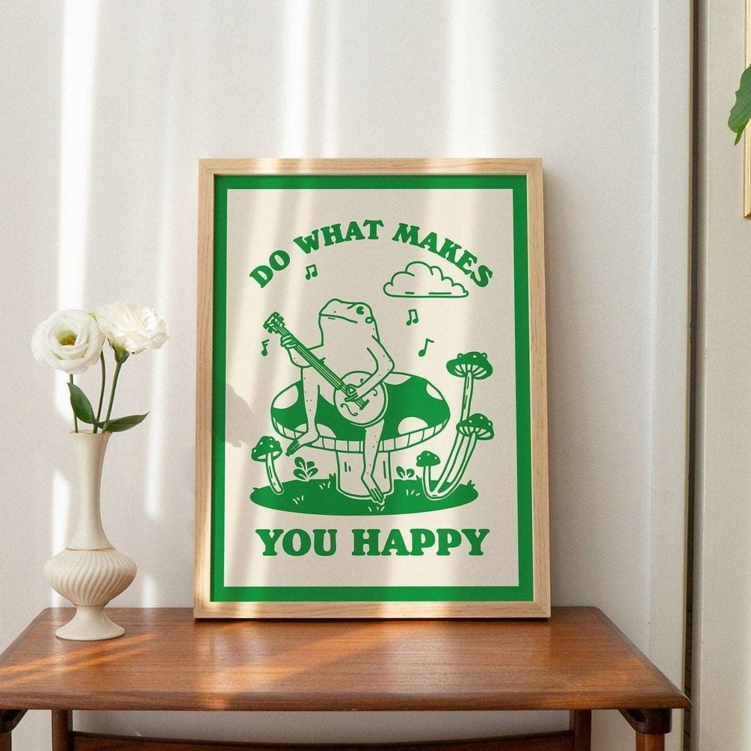 'Do What Makes You Happy' Banjo Frog Print - Art Prints - Kinder Planet Company