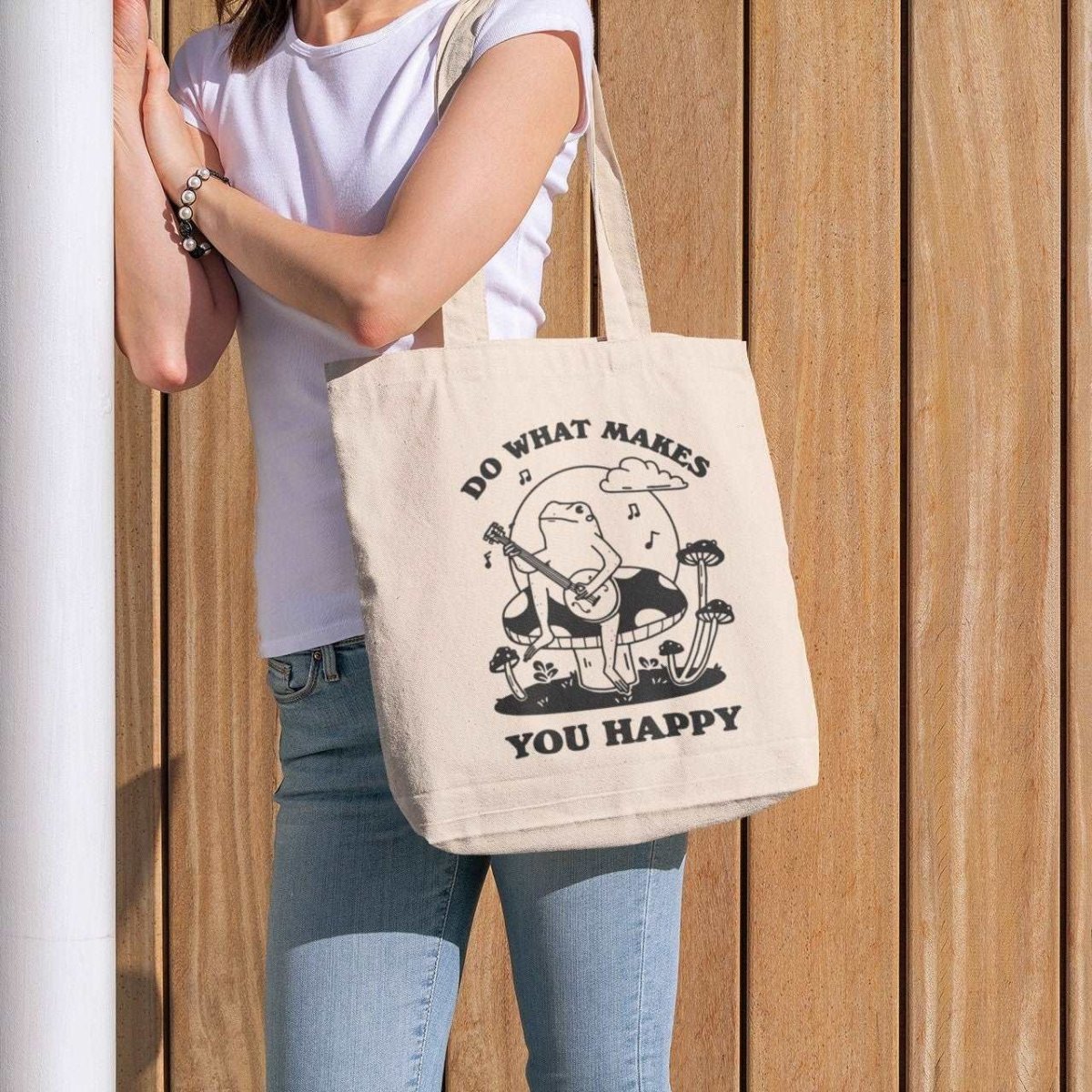 'Do What Makes You Happy' Banjo Frog Tote - Tote Bags & Phone Cases - Kinder Planet Company