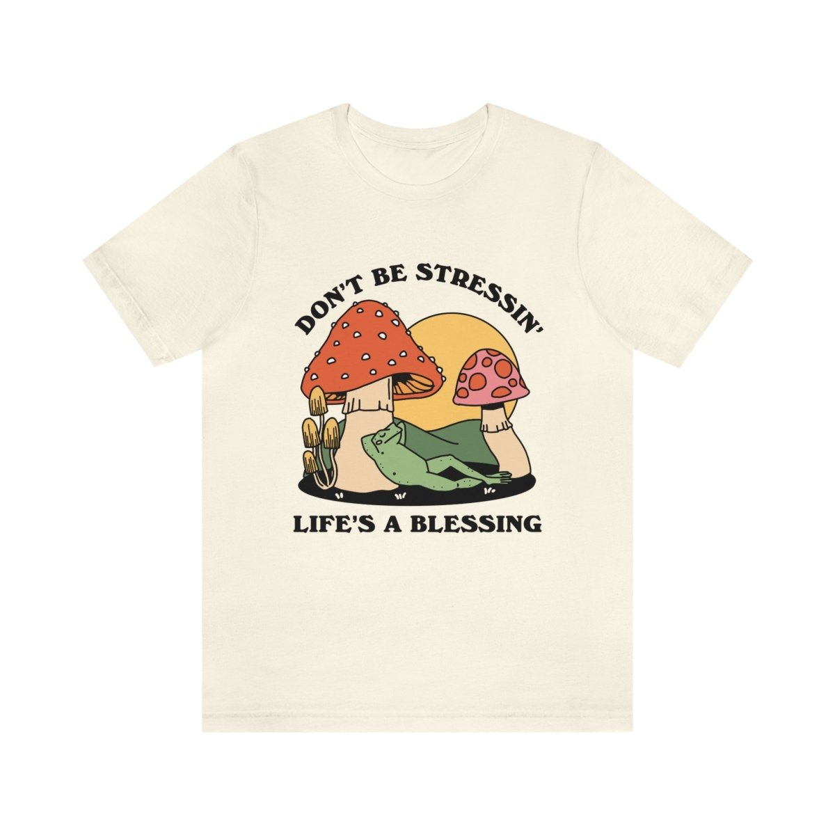 'Don't Be Stressing' Mushroom Frog Tshirt - T-shirts - Kinder Planet Company