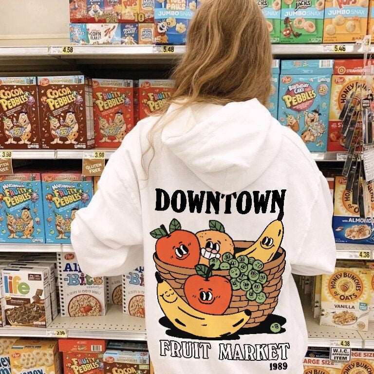 'Downtown Fruit Market' Colorful Hoodie - Sweatshirts & Hoodies - Kinder Planet Company