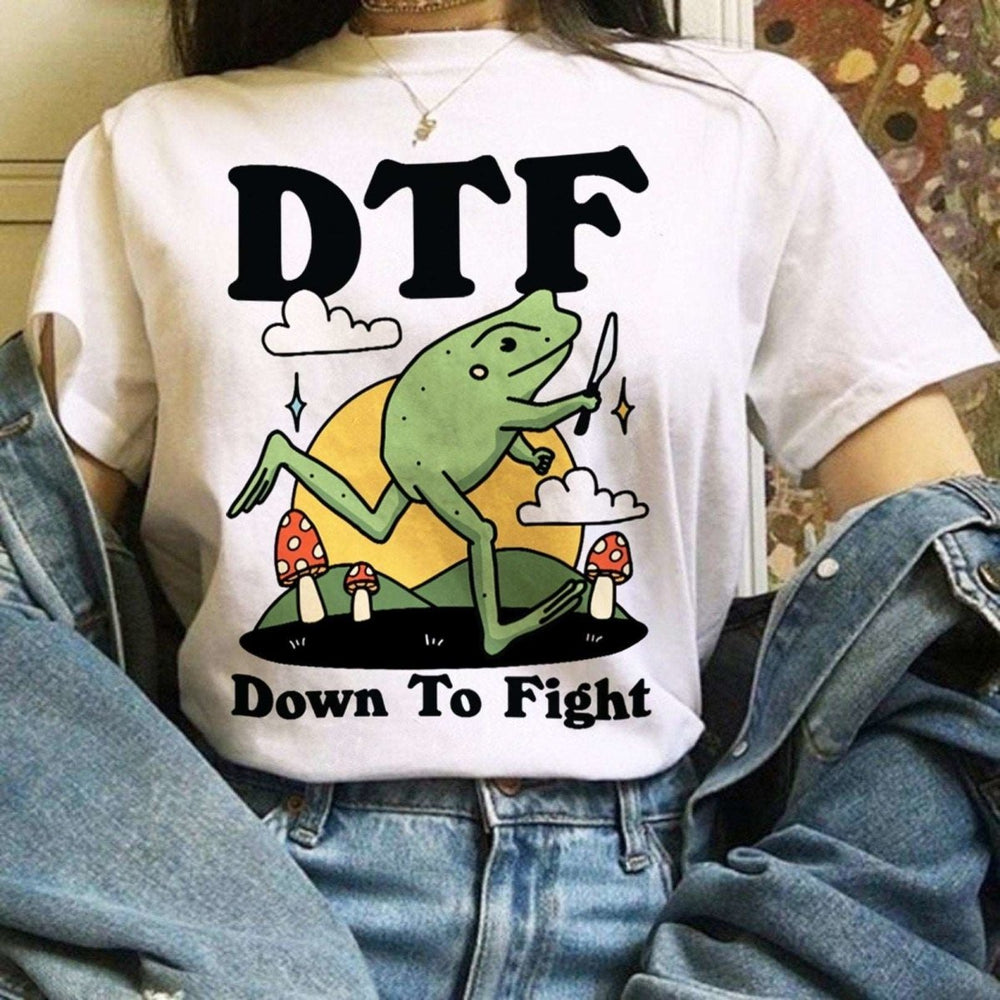 'Dtf Down To Fight' Funny Frog Shirt - T-shirts - Kinder Planet Company