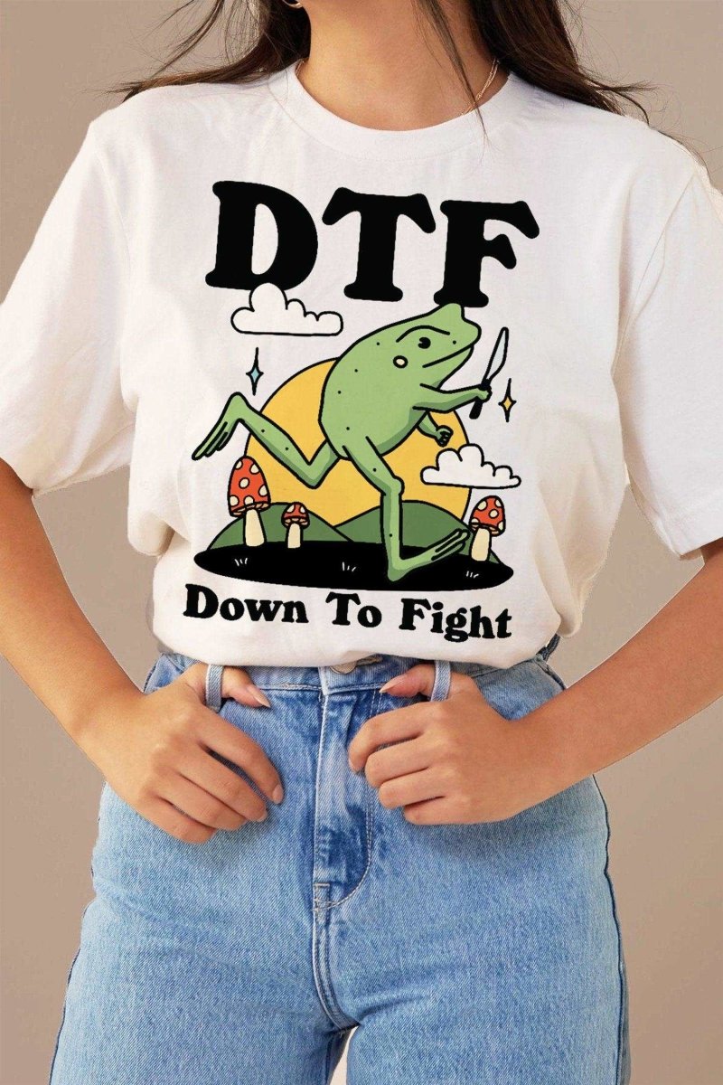 'Dtf Down To Fight' Funny Frog Shirt - T-shirts - Kinder Planet Company
