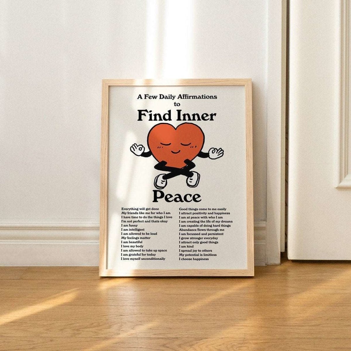 'Find Inner Peace' Daily Affirmations Print - Art Prints - Kinder Planet Company