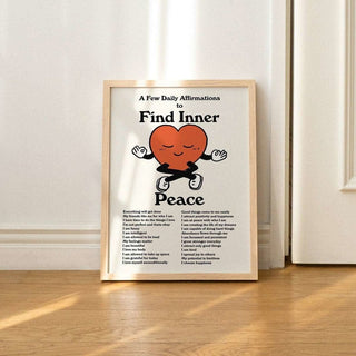 'Find Inner Peace' Daily Affirmations Print - Art Prints - Kinder Planet Company