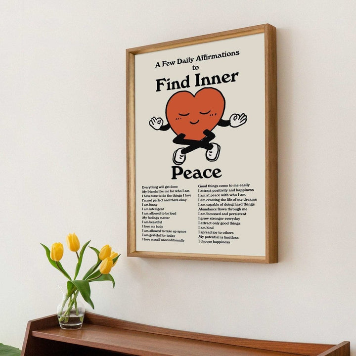 'Find Inner Peace' Daily Affirmations Print - Art Prints - Kinder Planet Company