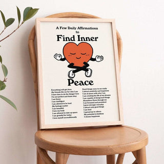 'Find Inner Peace' Daily Affirmations Print - Art Prints - Kinder Planet Company