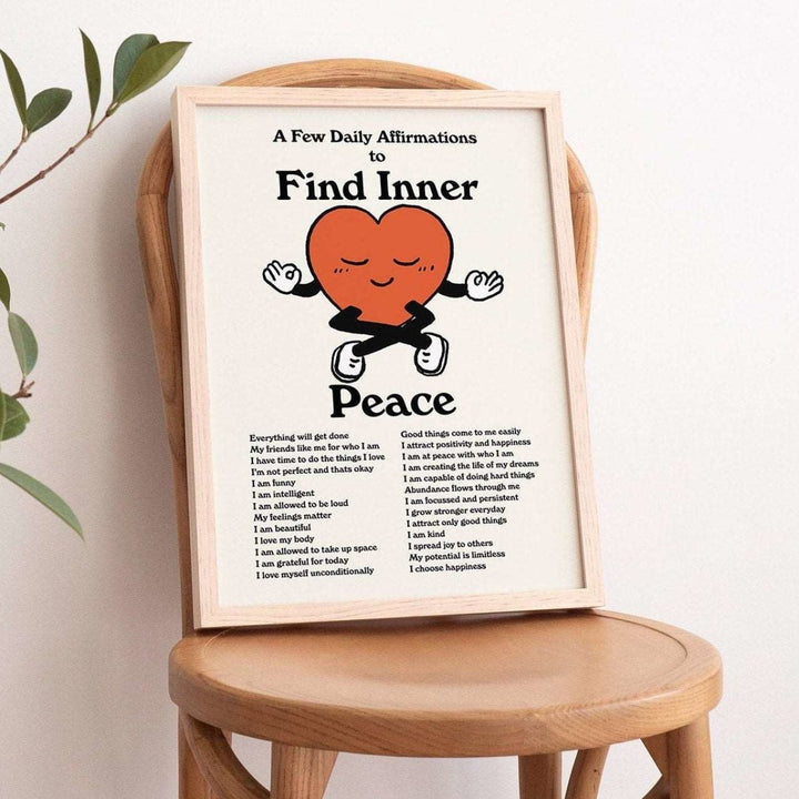 'Find Inner Peace' Daily Affirmations Print - Art Prints - Kinder Planet Company