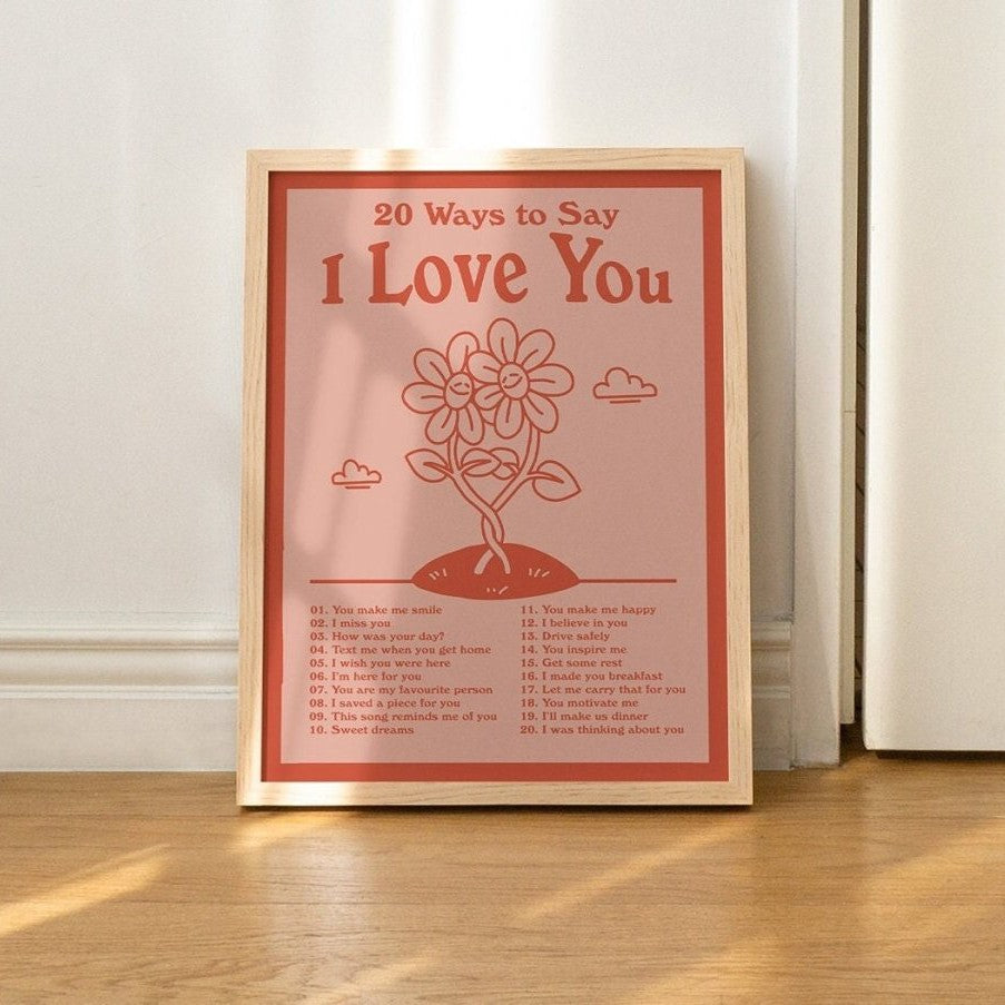 Framed "20 Ways to say I Love You" Print - Framed Prints - Kinder Planet Company