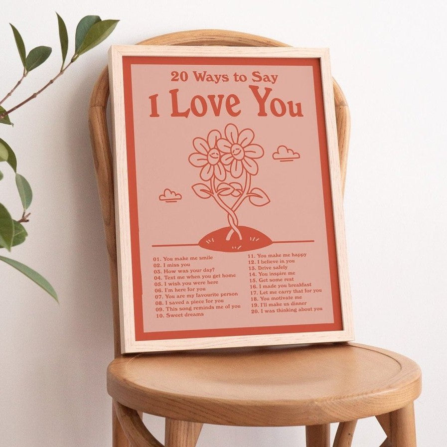 Framed "20 Ways to say I Love You" Print - Framed Prints - Kinder Planet Company