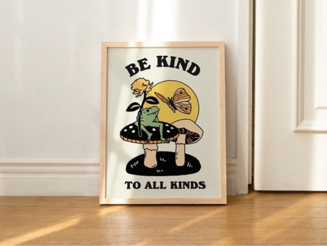 Framed "Be Kind to All Kinds" Print - Framed Prints - Kinder Planet Company