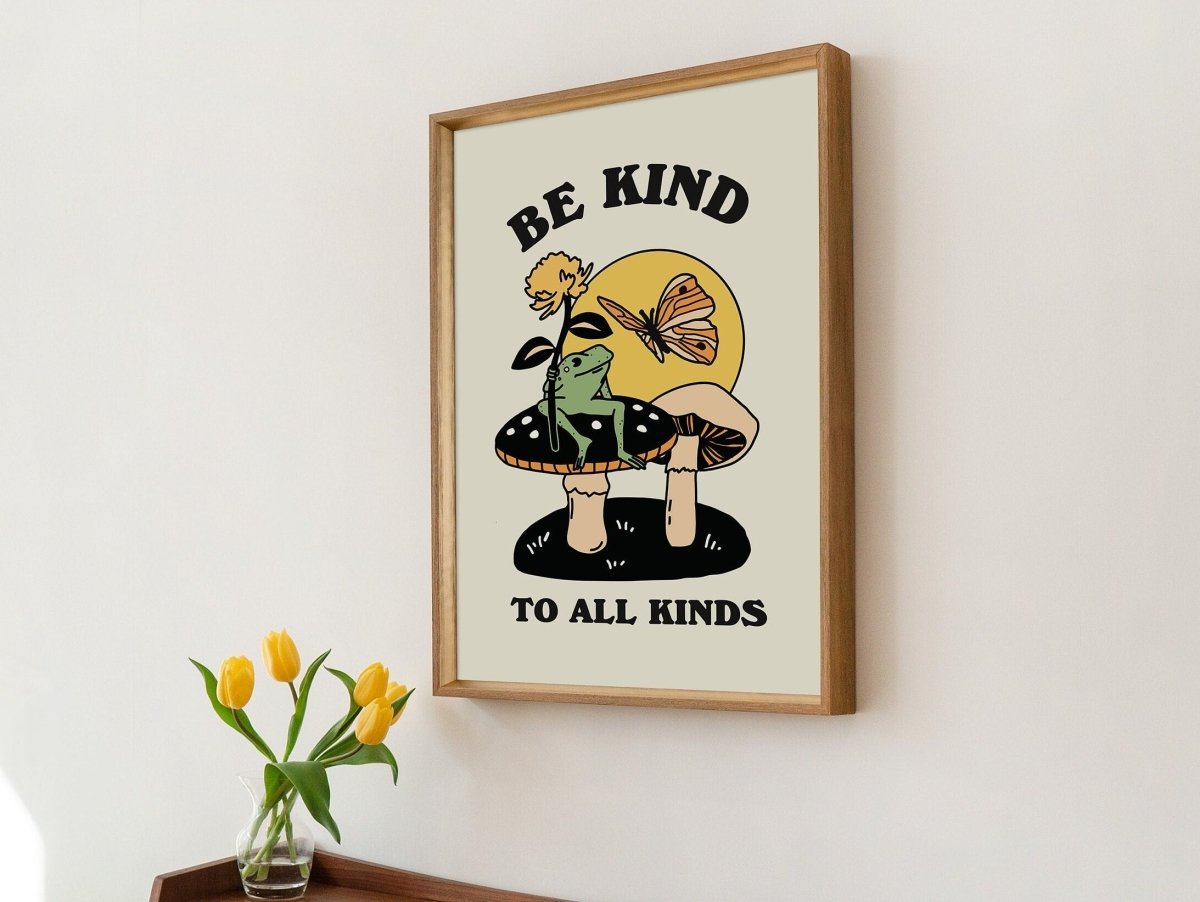 Framed "Be Kind to All Kinds" Print - Framed Prints - Kinder Planet Company