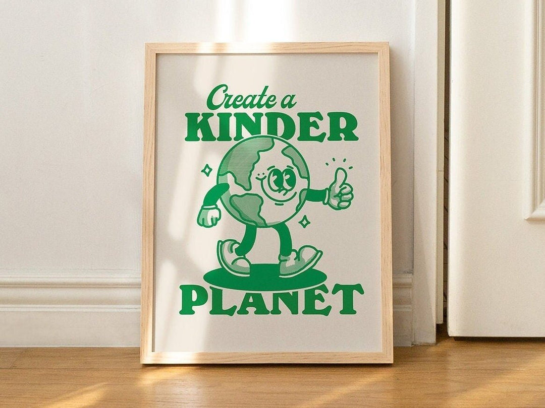 Framed "Create a Kinder Planet" Print - Framed Prints - Kinder Planet Company