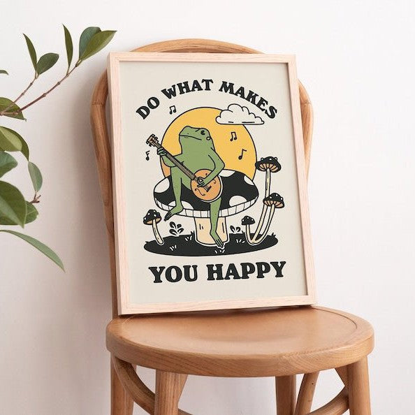 Framed "Do what makes you Happy" Print - Framed Prints - Kinder Planet Company