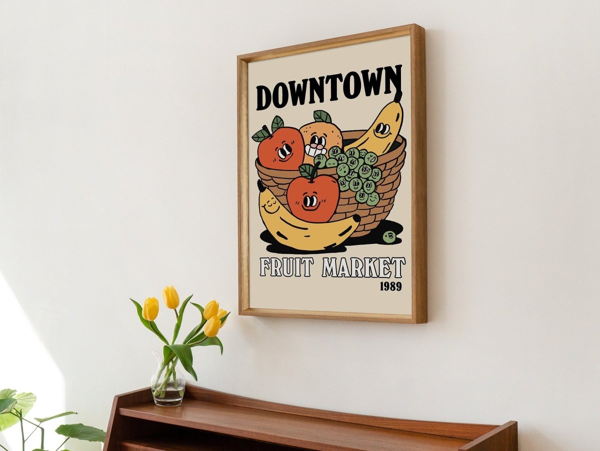 Framed "Downtown Fruit Market" Print - Framed Prints - Kinder Planet Company