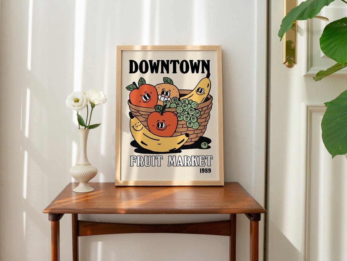 Framed "Downtown Fruit Market" Print - Framed Prints - Kinder Planet Company
