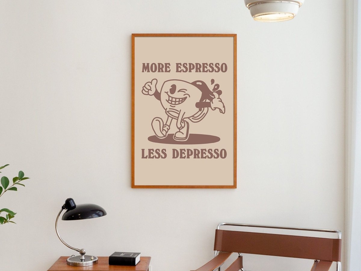 Framed" More Espresso Less Depresso" Print - Framed Prints - Kinder Planet Company
