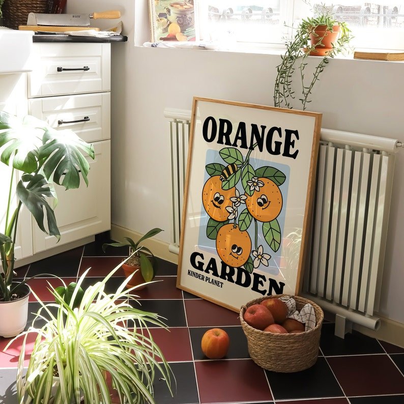 Framed "Orange Garden" Print - Framed Prints - Kinder Planet Company