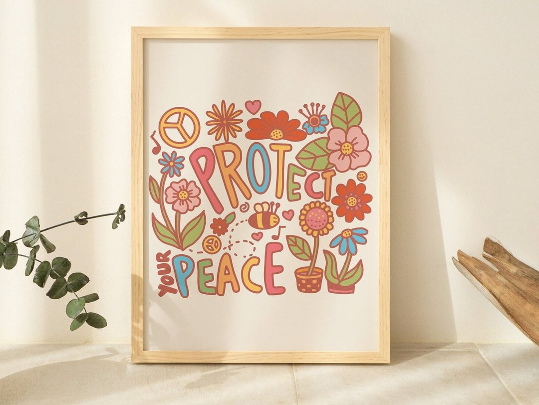 Framed "Protect Your Peace" Print - Framed Prints - Kinder Planet Company