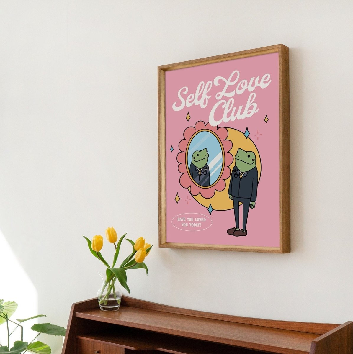 Framed "Self Love Club Frog" Print - Framed Prints - Kinder Planet Company