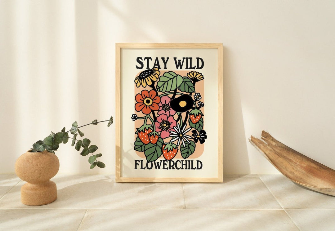 Framed "Stay Wild Flower Child" Print - Framed Prints - Kinder Planet Company