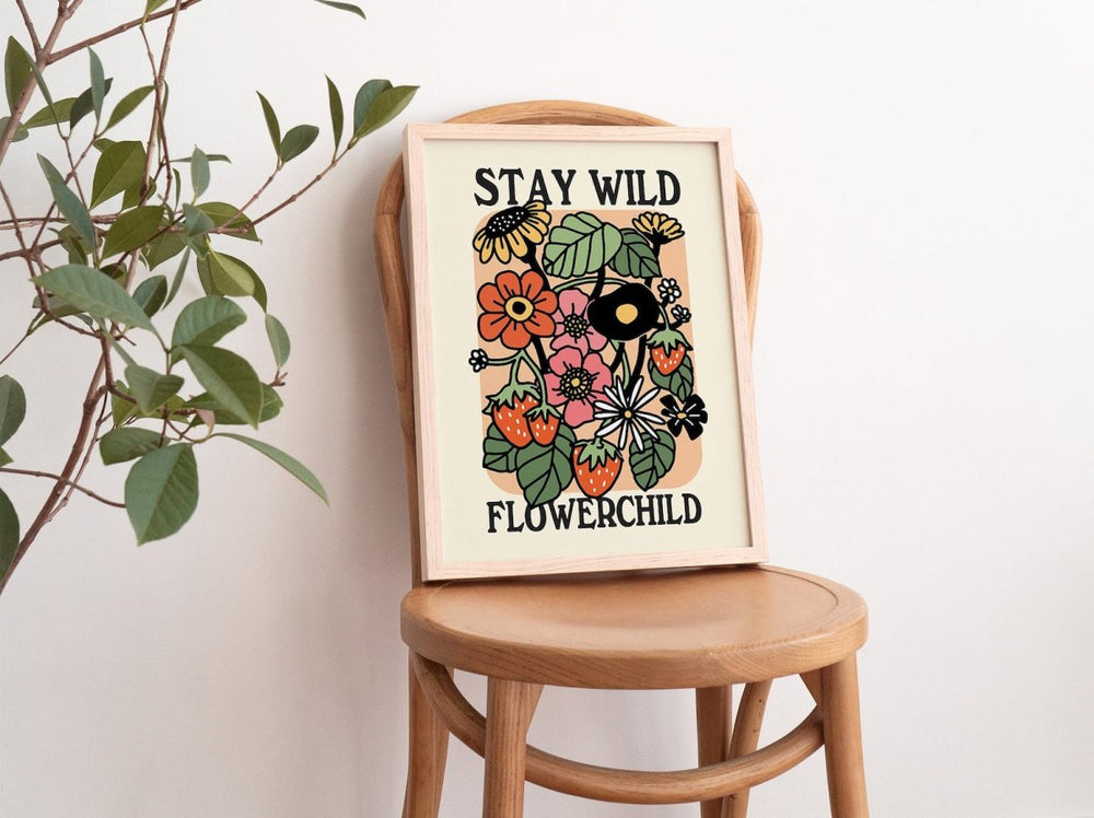 Framed "Stay Wild Flower Child" Print - Framed Prints - Kinder Planet Company