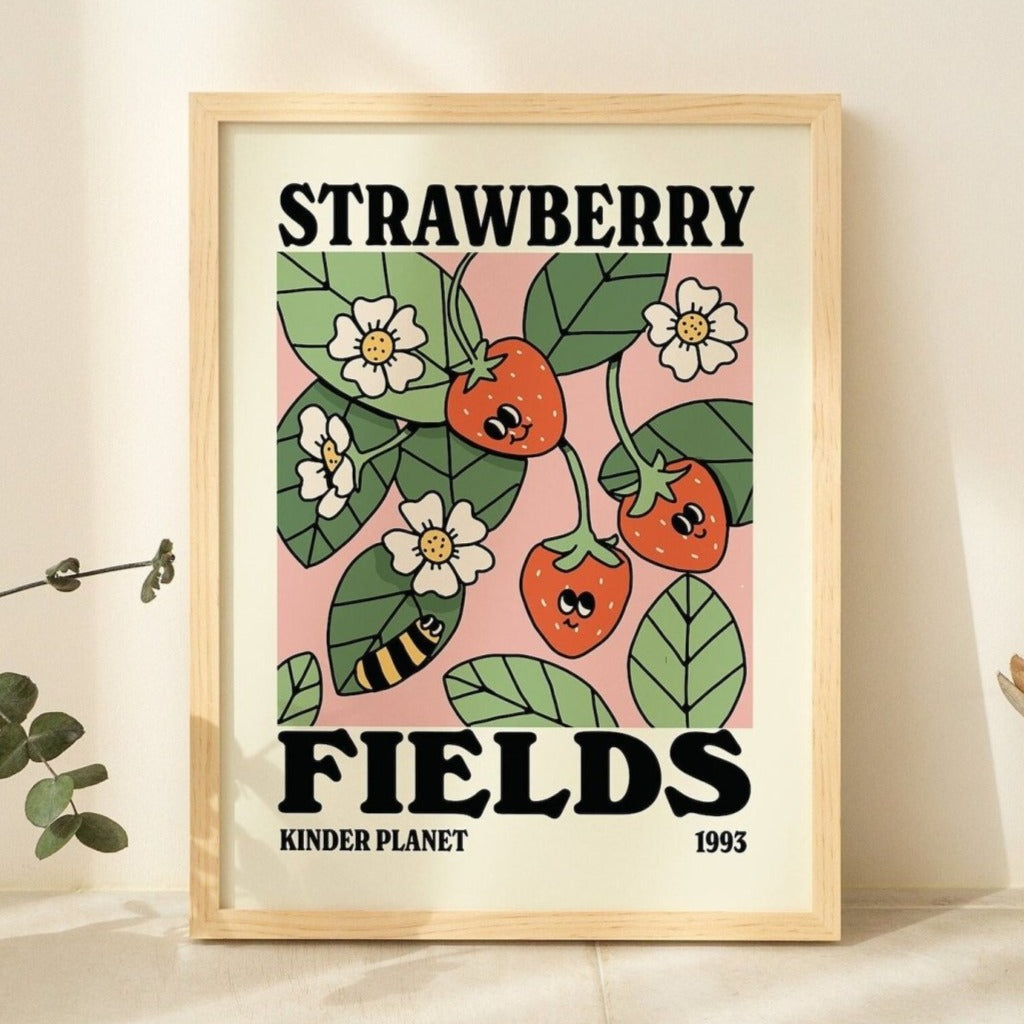 Framed "Strawberry Fields" Print - Framed Prints - Kinder Planet Company