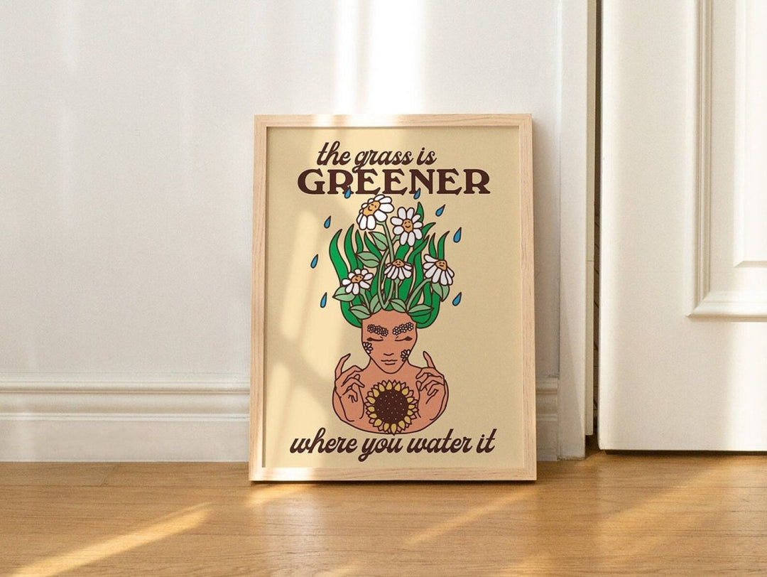 Framed "The Grass Is Greener" Print - Framed Prints - Kinder Planet Company