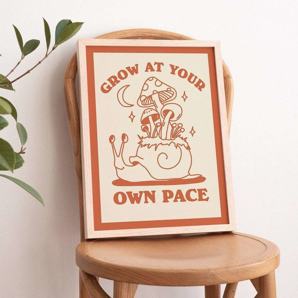 'Grow At Your Own Pace' Snail Print - Art Prints - Kinder Planet Company
