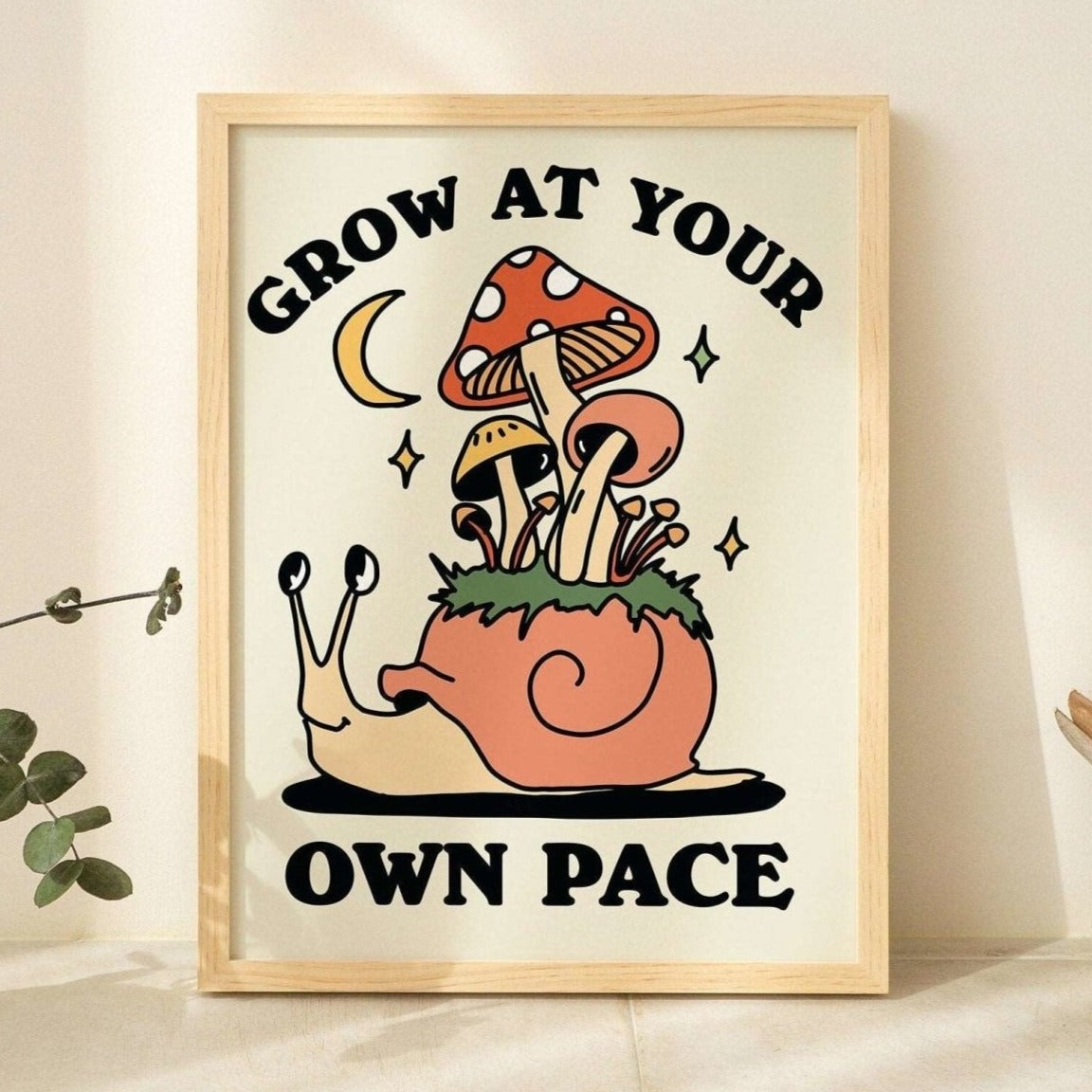 'Grow At Your Own Pace' Snail Print - Art Prints - Kinder Planet Company