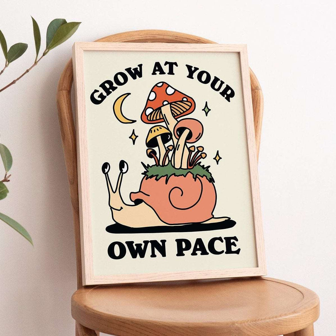 'Grow At Your Own Pace' Snail Print - Art Prints - Kinder Planet Company