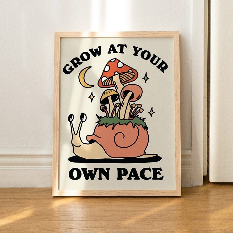 'Grow At Your Own Pace' Snail Print - Art Prints - Kinder Planet Company