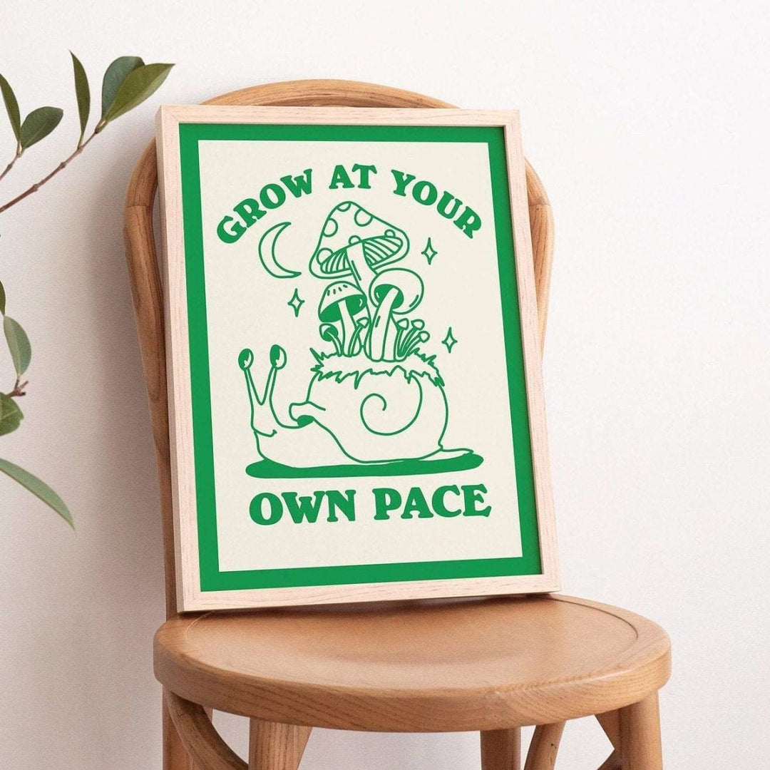 'Grow At Your Own Pace' Snail Print - Art Prints - Kinder Planet Company